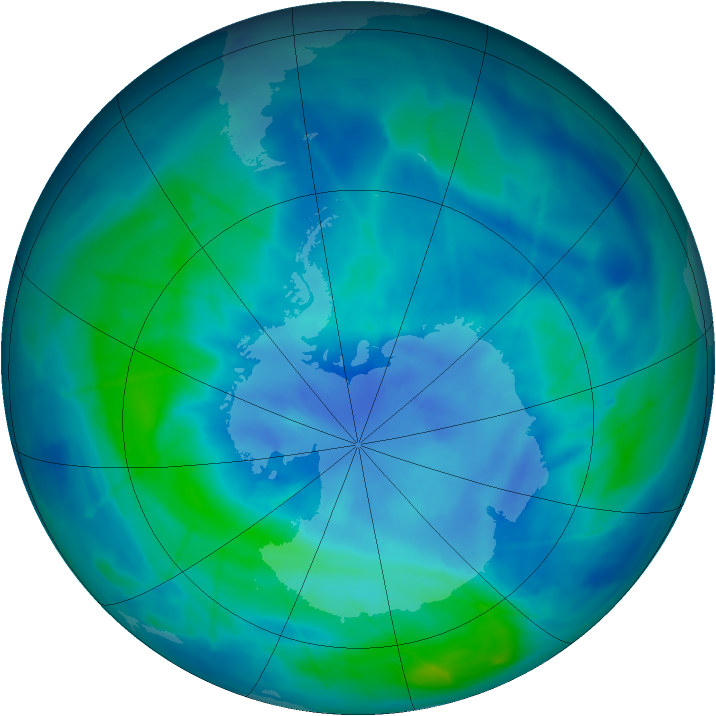 Antarctic ozone map for 19 March 2009